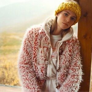 Anthropologie Pink Teddy Jacket